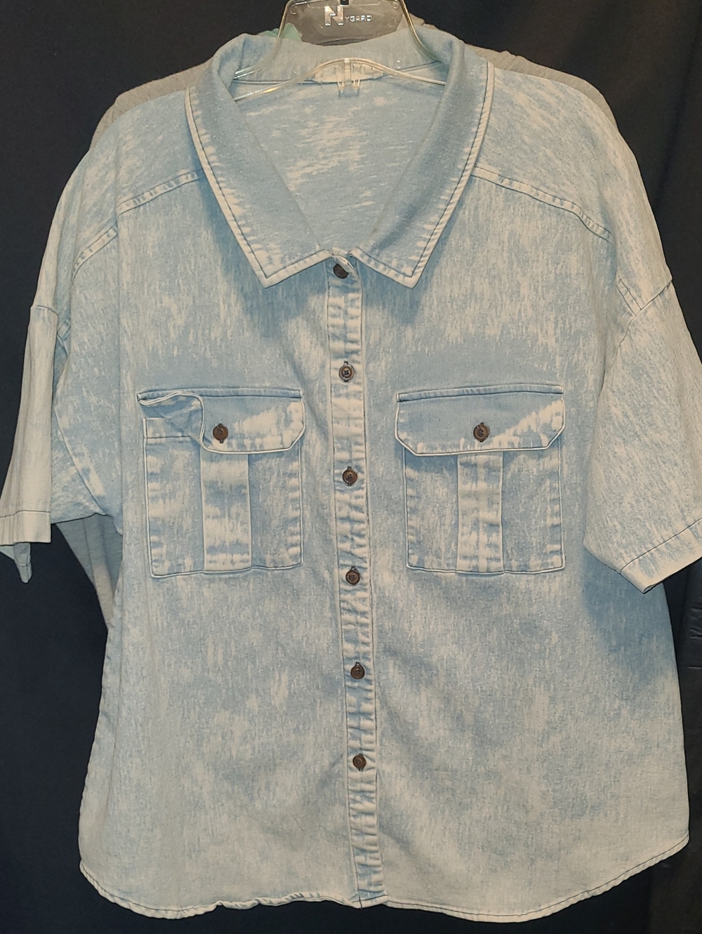 Light Wash Denim Short-Sleeve Shirt - NEW IN SIZE LARGE